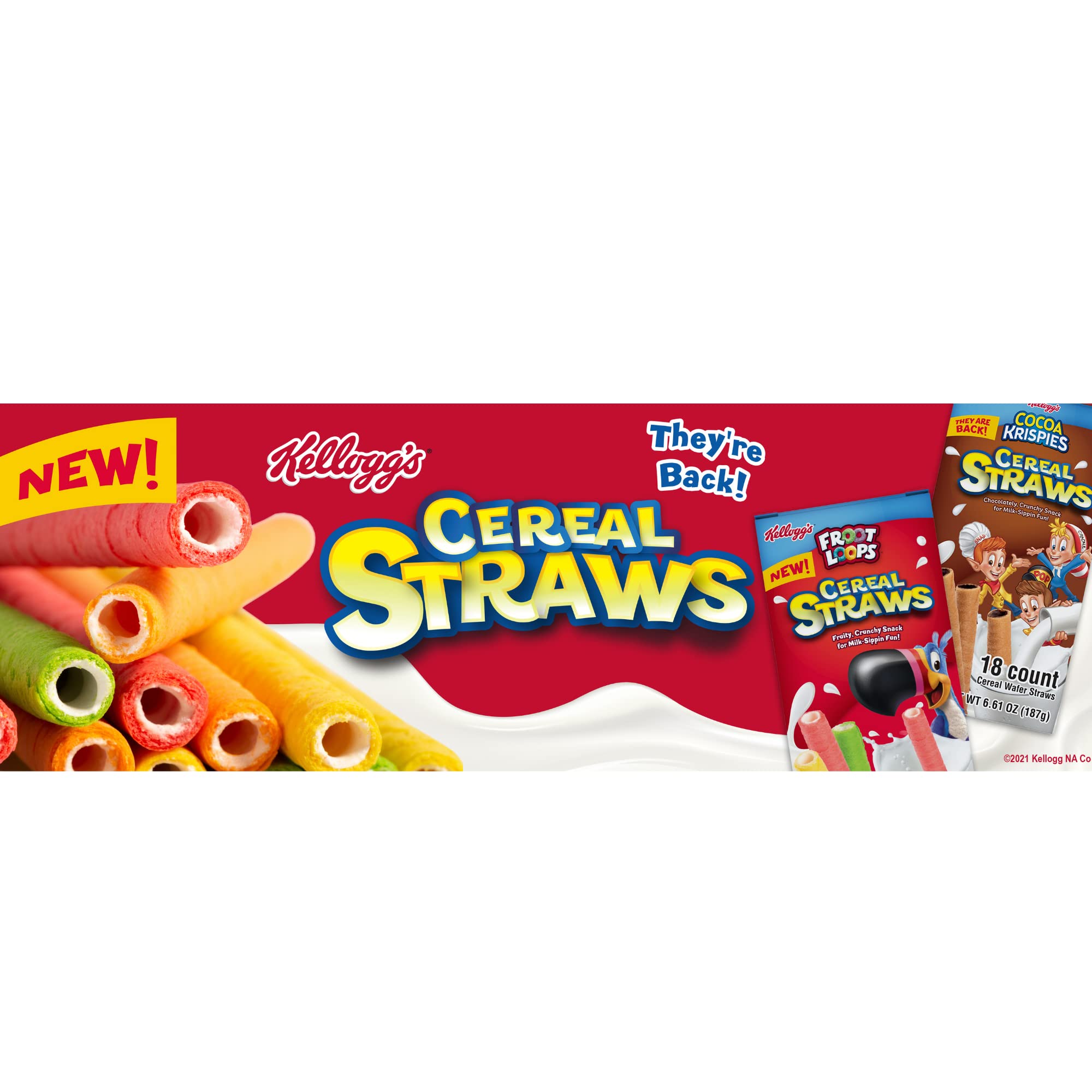 2025 Kellogg's Cereal Straws Froot Loops Edible Breakfast Straw Alternatives for Milk, 90's Childhood Nostalgic Treat, Cereals for Kids, 18 Count - Image 4
