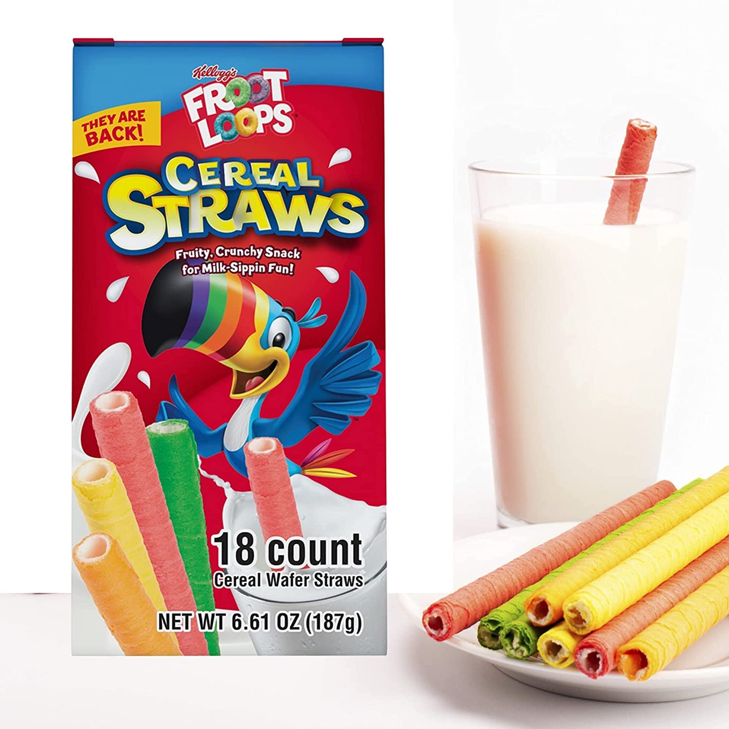 2025 Kellogg's Cereal Straws Froot Loops Edible Breakfast Straw Alternatives for Milk, 90's Childhood Nostalgic Treat, Cereals for Kids, 18 Count - Image 5