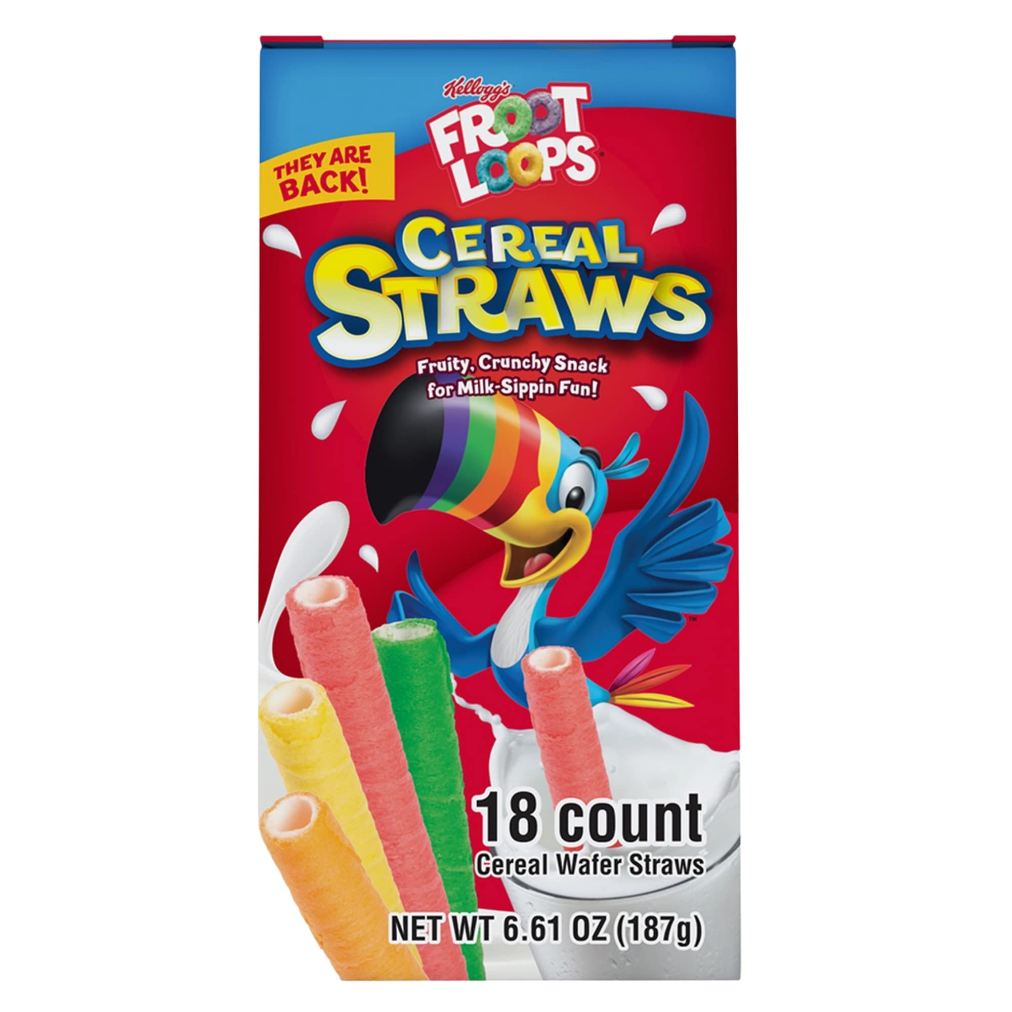 2025 Kellogg's Cereal Straws Froot Loops Edible Breakfast Straw Alternatives for Milk, 90's Childhood Nostalgic Treat, Cereals for Kids, 18 Count - Image 6