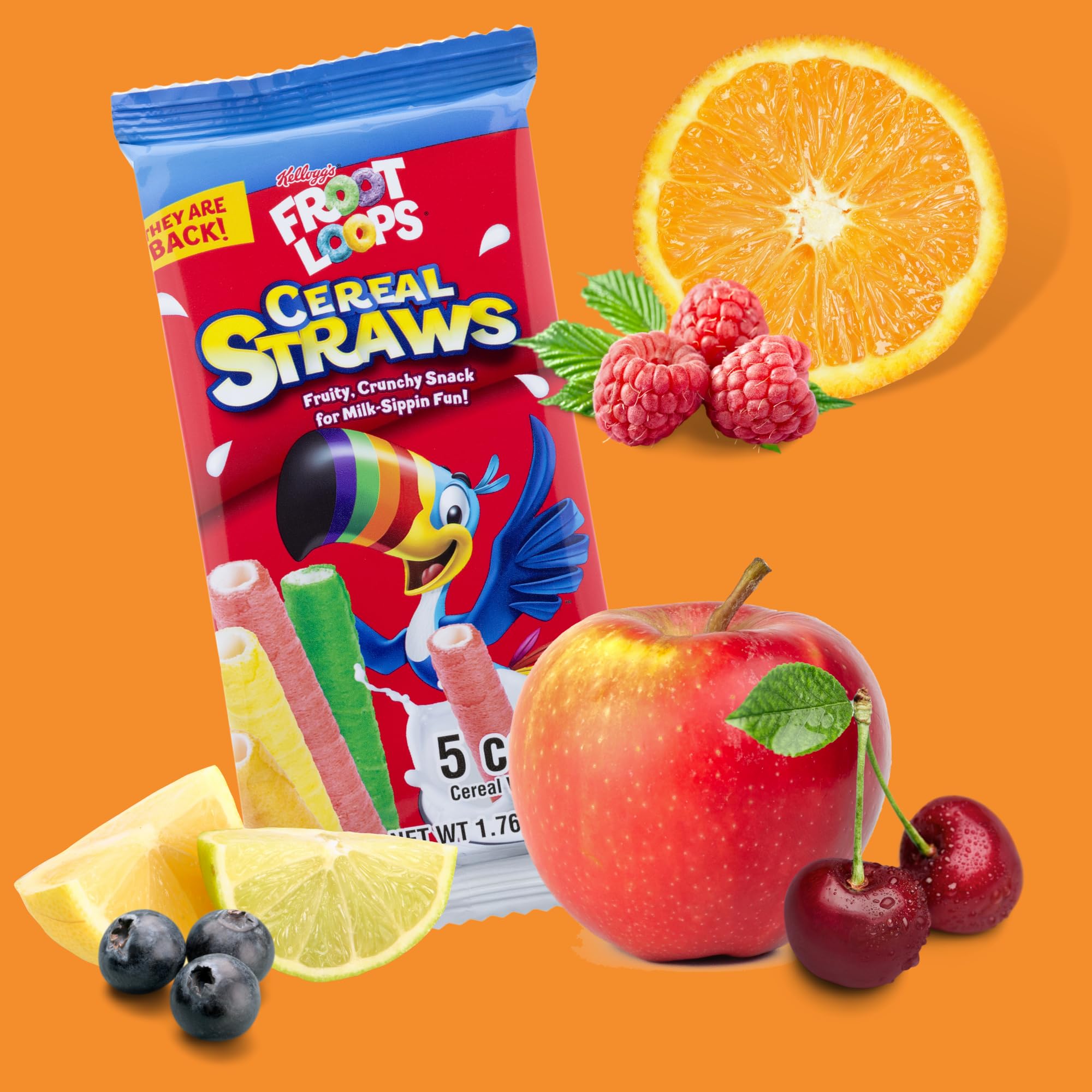 2025 Kellogg’s Froot Loop Cereal Straws, Edible Breakfast Straw, Nostalgic Treat, Birthday Party Favors, 5 Count, (3 Pack) - Image 3