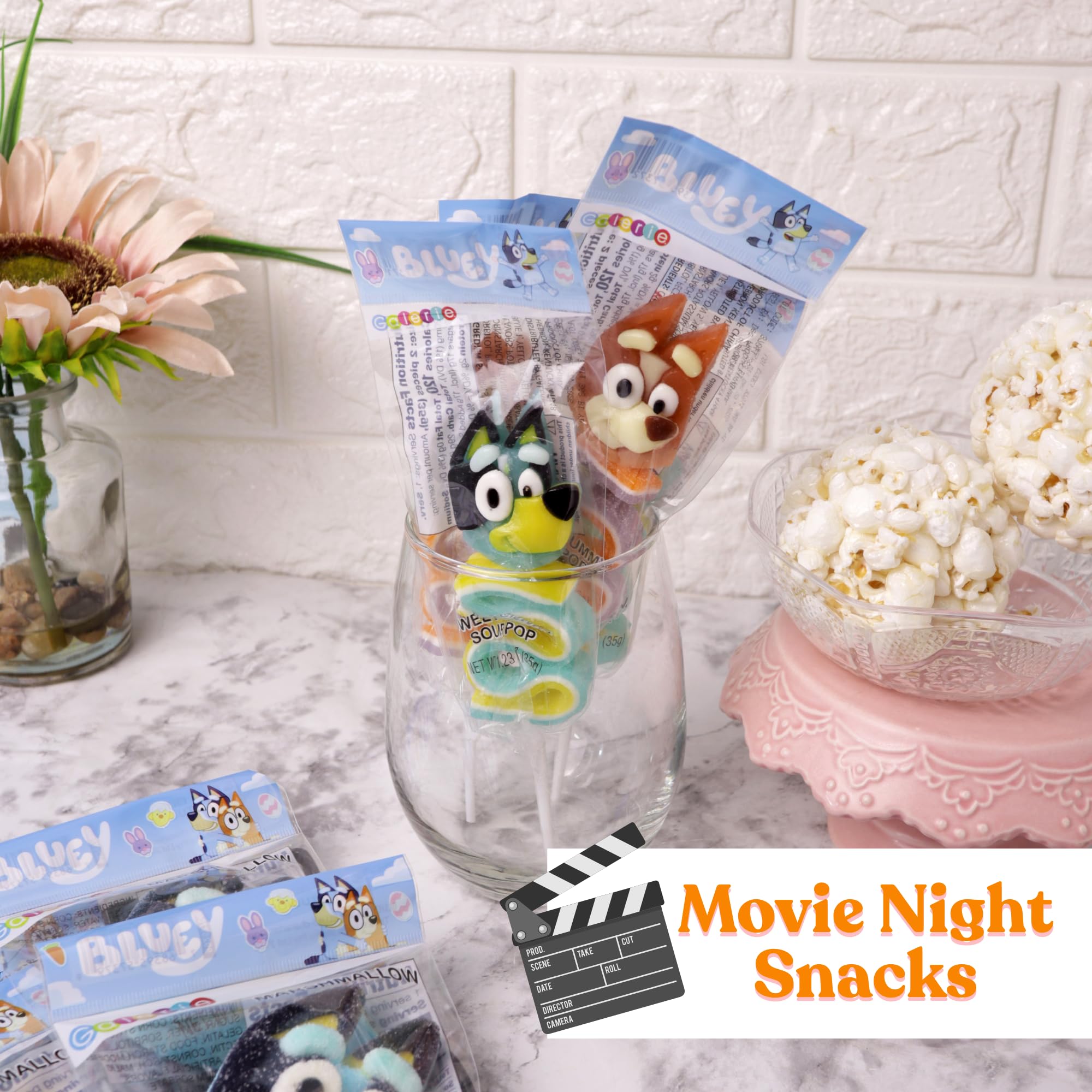 Bluey and Bingo Gummy Lollipops, Character Candy Skewers with Twisted Fruit Gummies – Individually Wrapped Party Favor Treats, (4 Pack) - Image 5