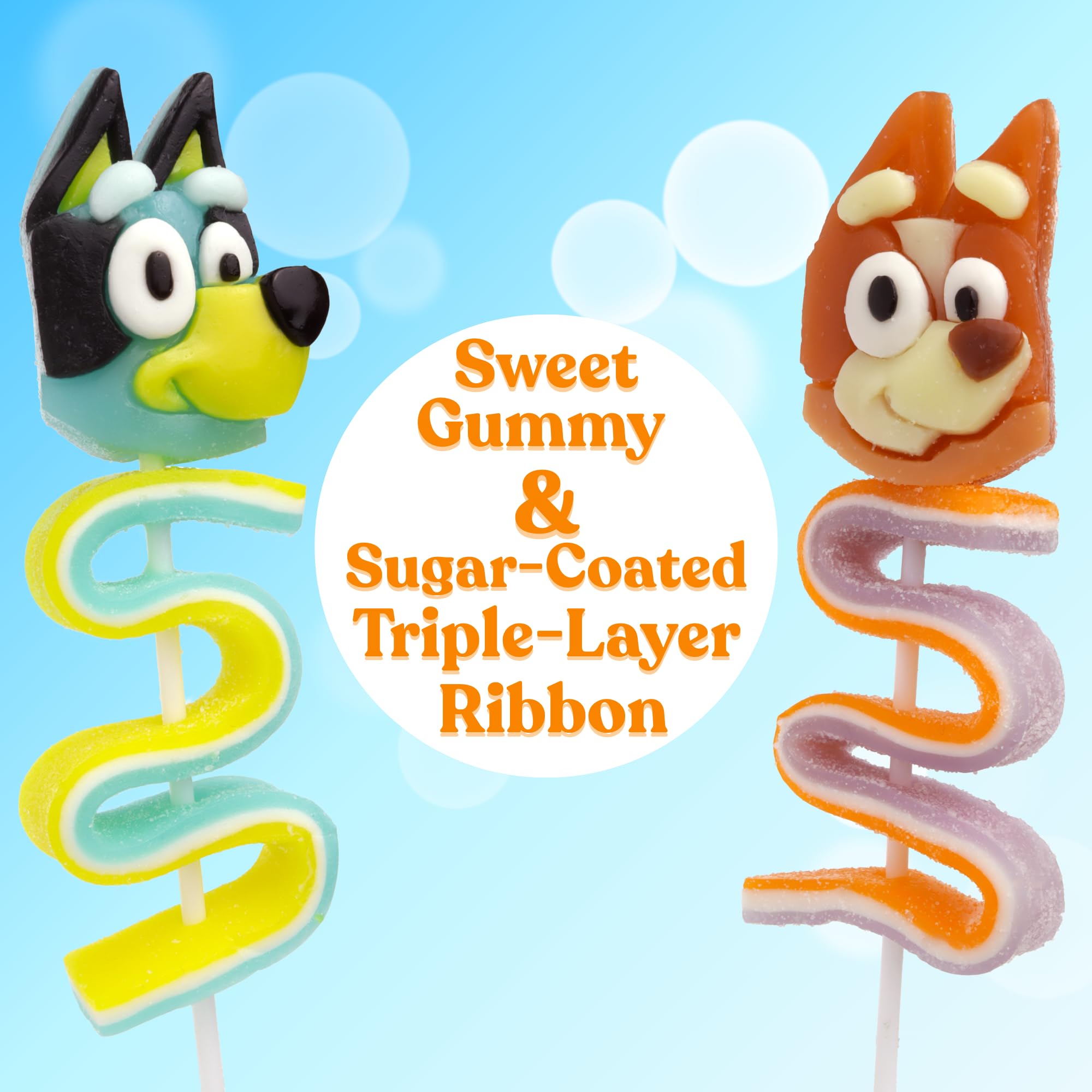 Bluey and Bingo Gummy Lollipops, Character Candy Skewers with Twisted Fruit Gummies – Individually Wrapped Party Favor Treats, (4 Pack) - Image 7