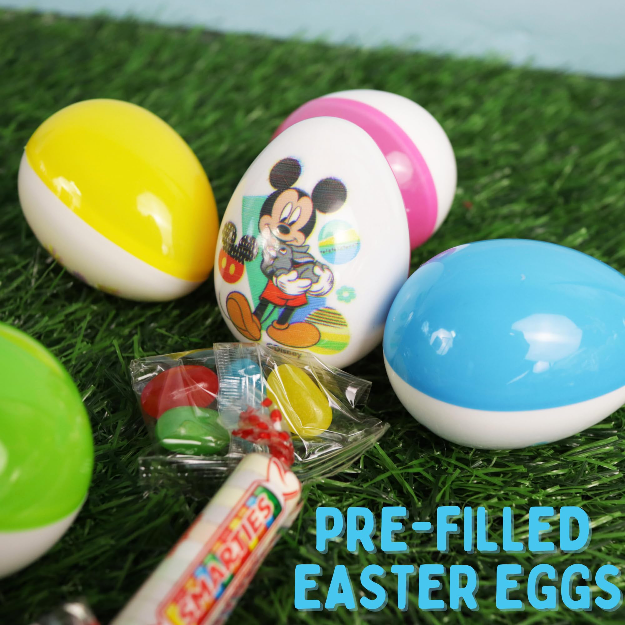 Bulk Disney Pre-Filled Easter Eggs, Jelly Beans and Smarties Inside, Perfect for Egg Hunts and Basket Stuffers, 15 Count - Image 3