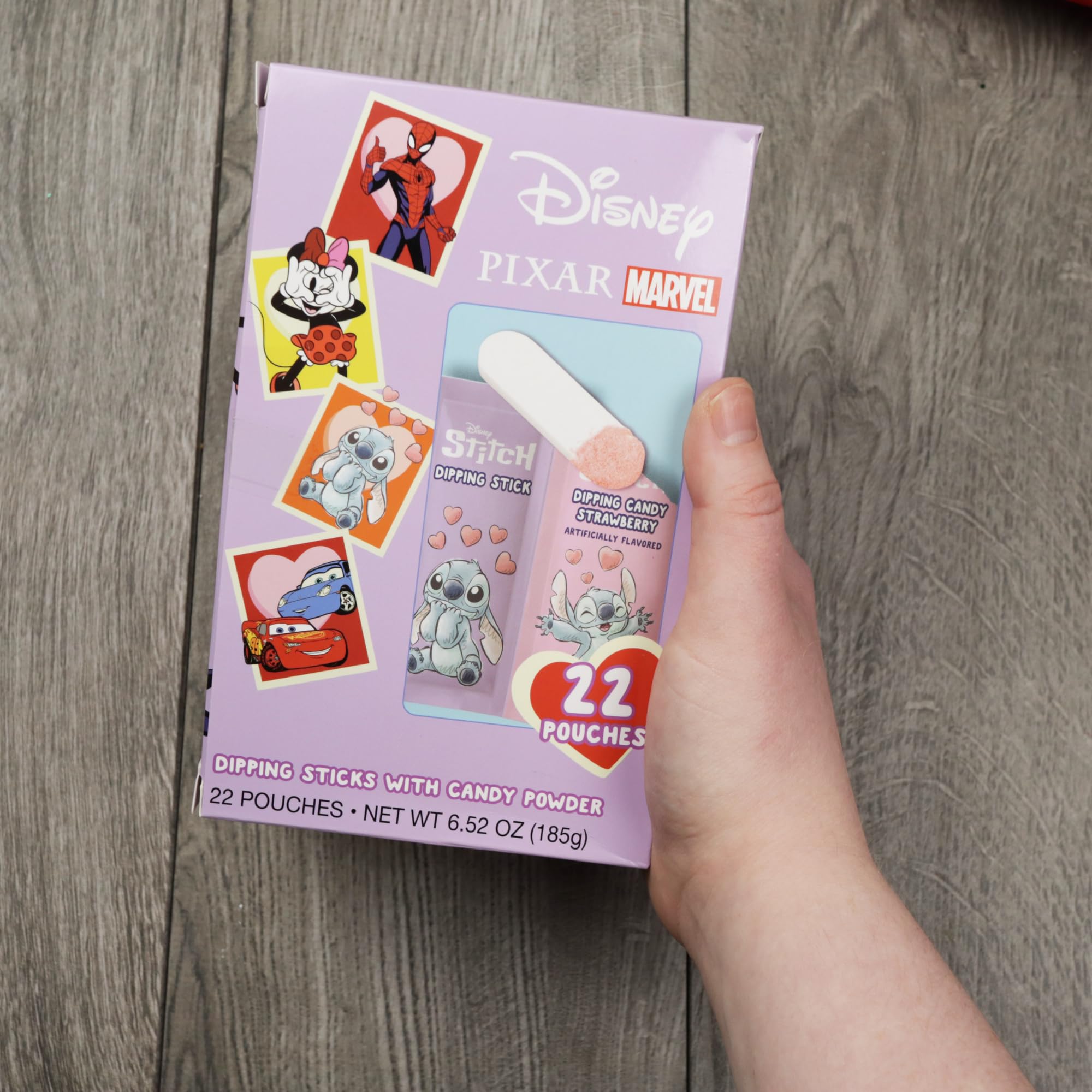 Disney Candy, Cars, Spiderman, Mickey and Minnie and Stitch Themed, Strawberry Flavored Dipping Powder, Birthday Party Favor Treats, 22 Pouches Inside - Image 4