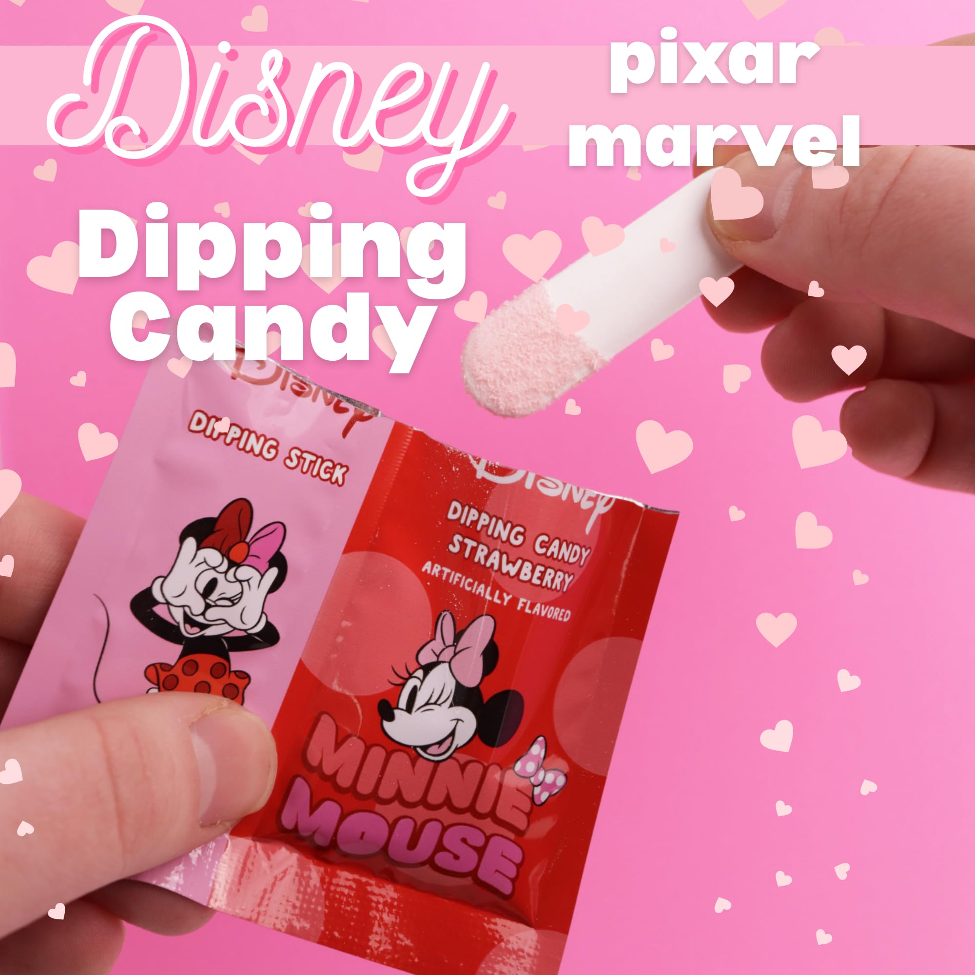 Disney Candy, Cars, Spiderman, Mickey and Minnie and Stitch Themed, Strawberry Flavored Dipping Powder, Birthday Party Favor Treats, 22 Pouches Inside - Image 5