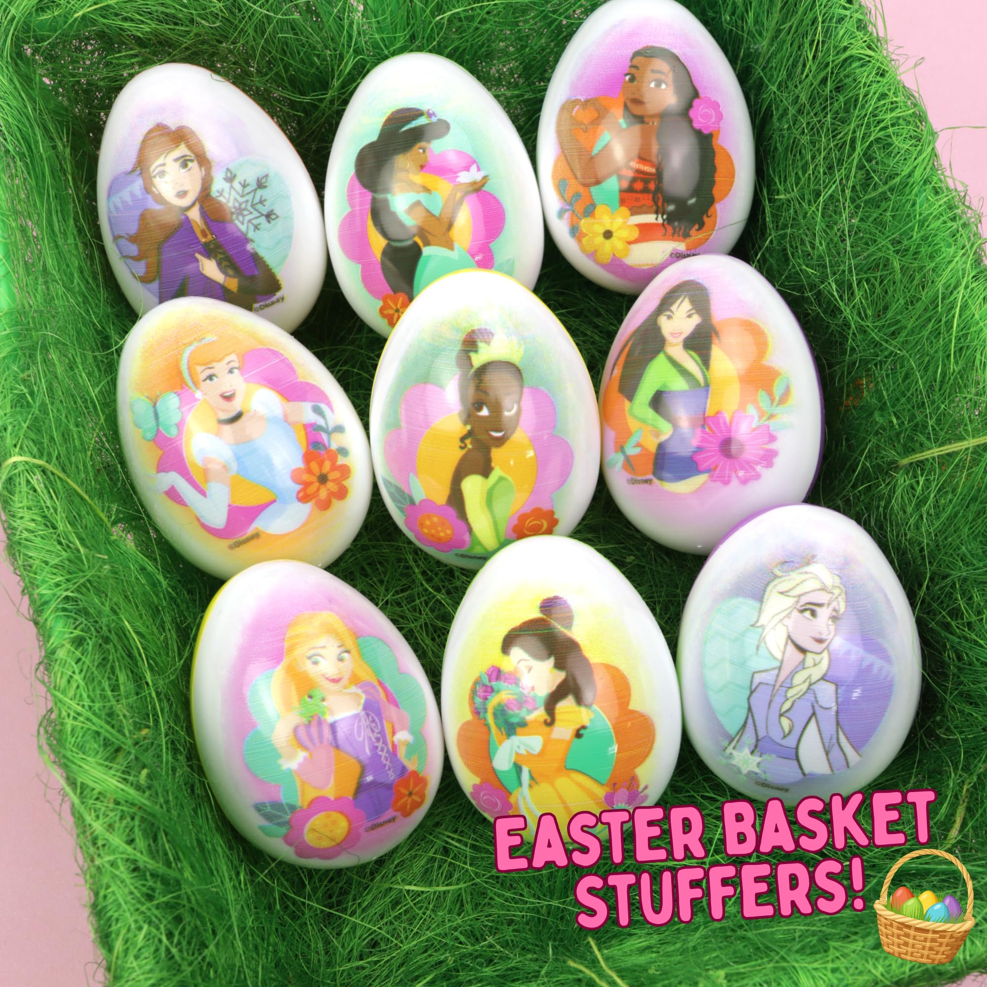 Disney Princess Reusable Easter Eggs, Pre-Filled with Jelly Beans and Stickers, Bulk Egg Hunt Supplies, 36 Total - Image 3