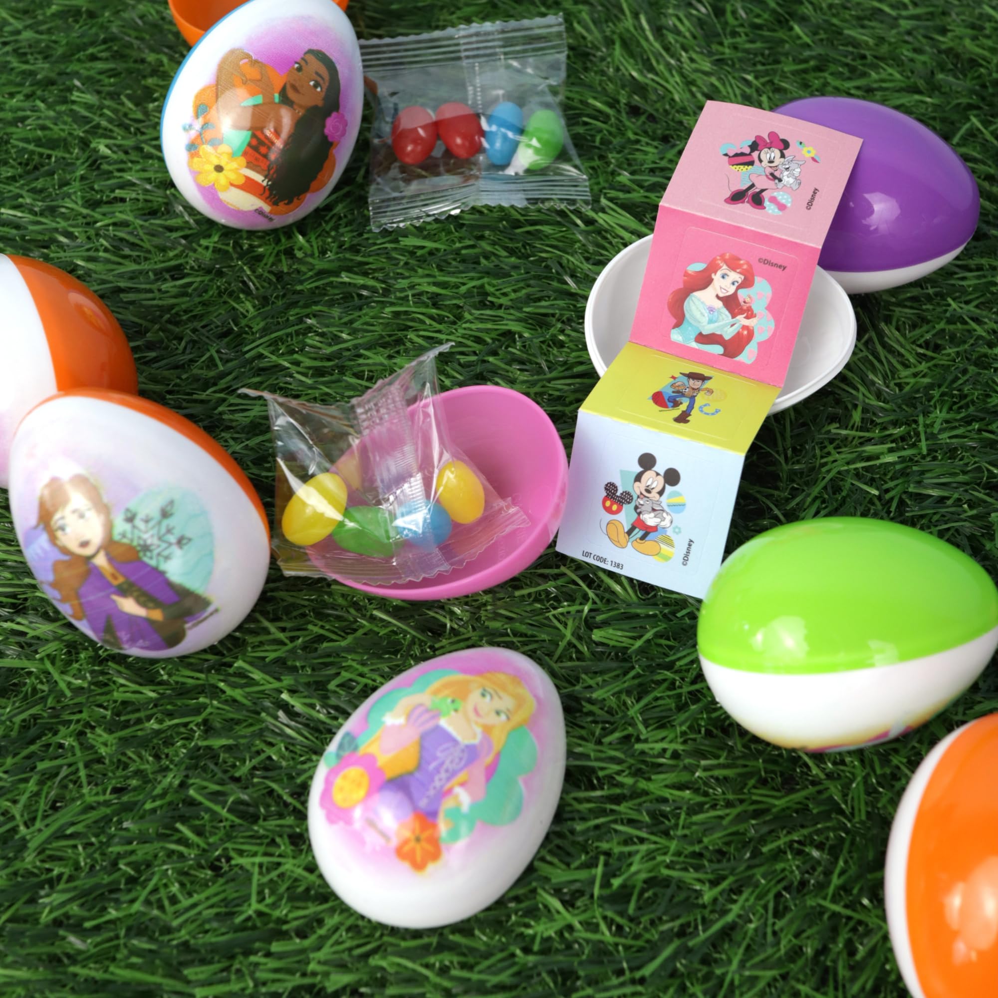 Disney Princess Reusable Easter Eggs, Pre-Filled with Jelly Beans and Stickers, Bulk Egg Hunt Supplies, 36 Total - Image 5