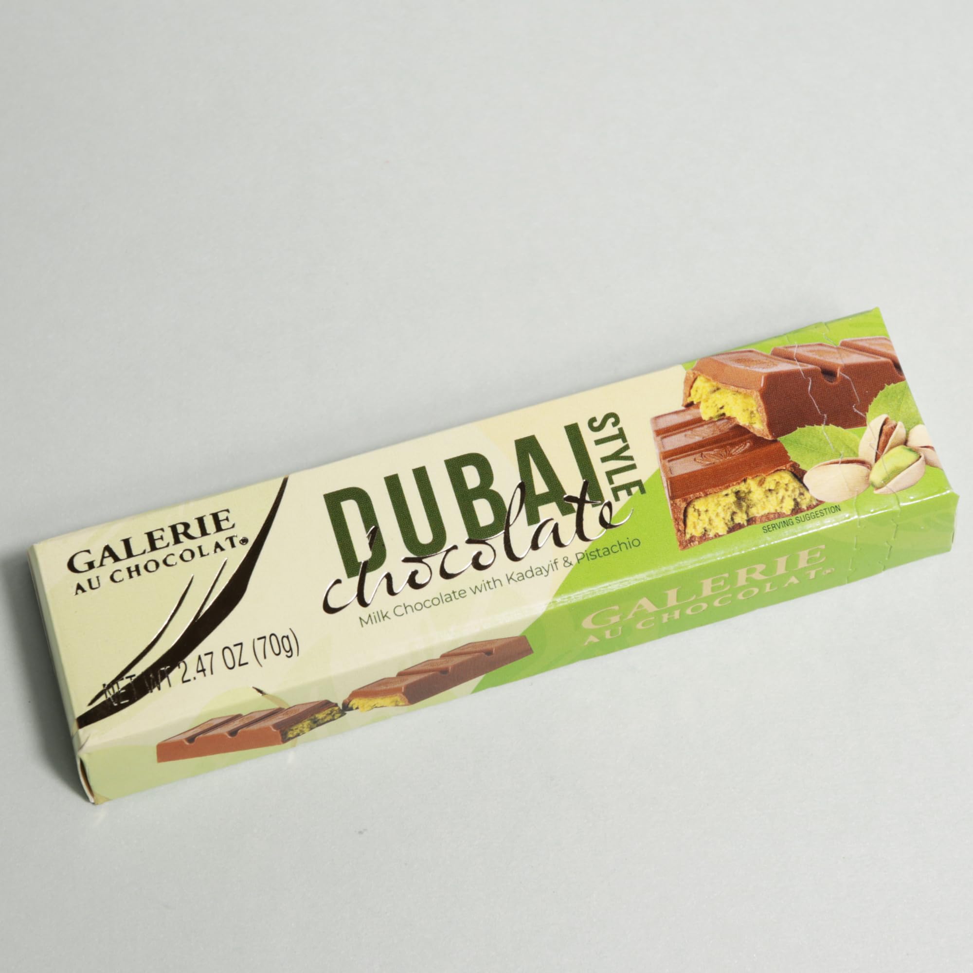 Dubai Style Candy Bar, Milk Chocolate with Pistachio and Kadayif Filling, Easter Basket Stuffers, 2.47 Ounces (Pack of 2) - Image 7