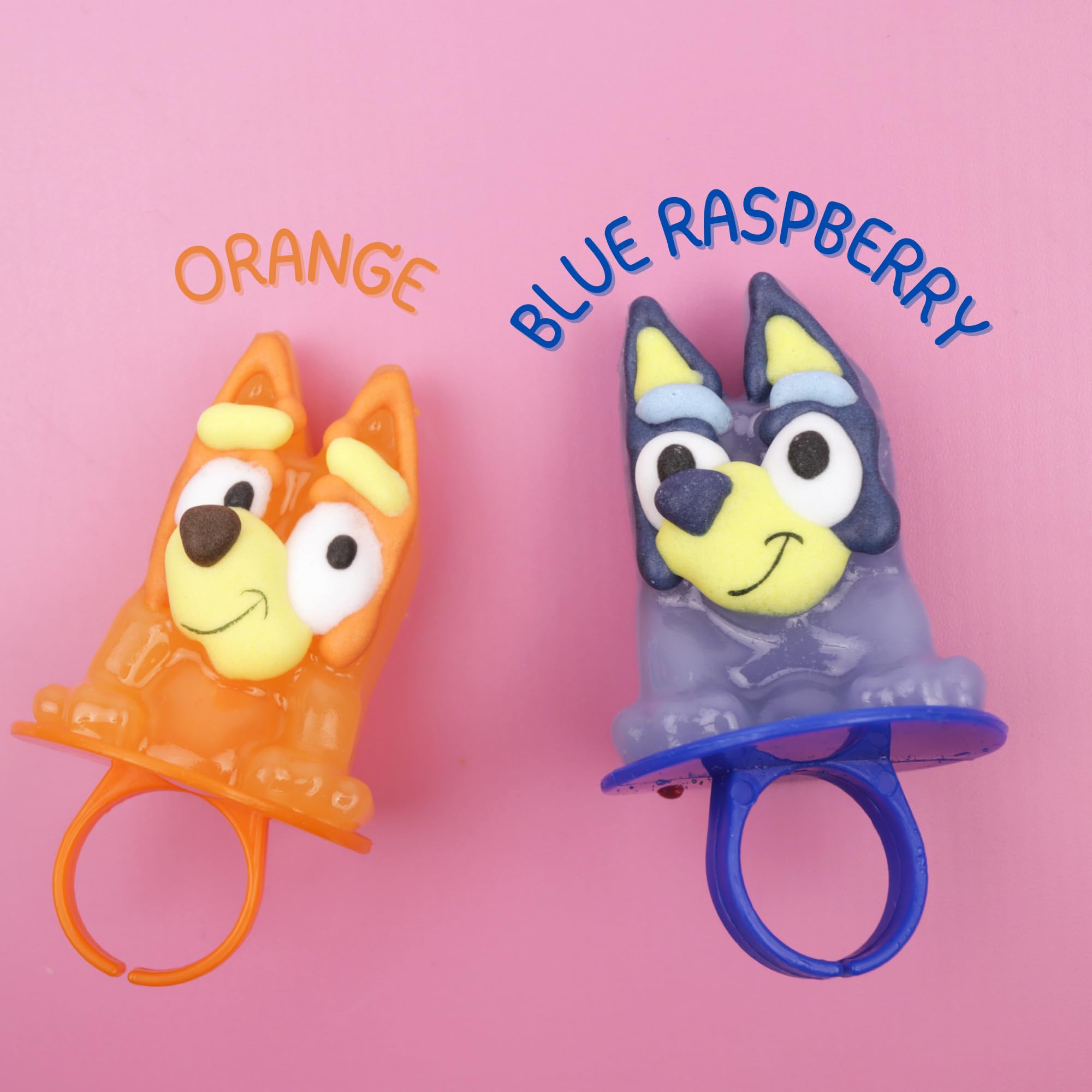 Galerie Bluey Lollipop Rings, Orange and Blue Raspberry Flavored, Individually Wrapped Party Favor Candy, Box of 18 - Image 5