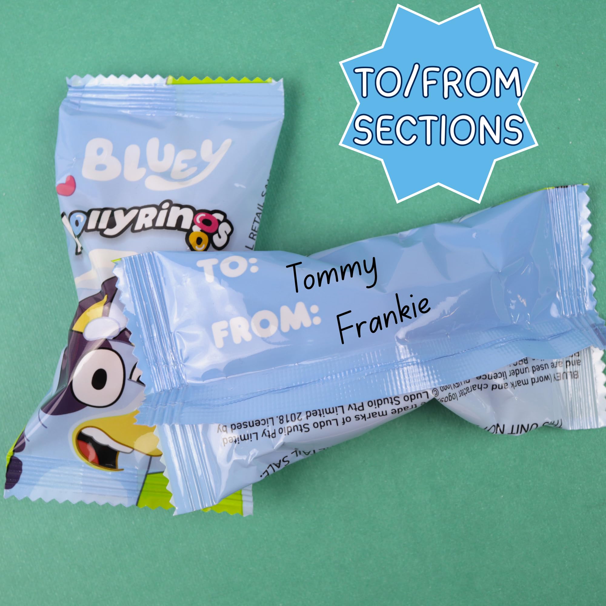 Galerie Bluey Lollipop Rings, Orange and Blue Raspberry Flavored, Individually Wrapped Party Favor Candy, Box of 18 - Image 6