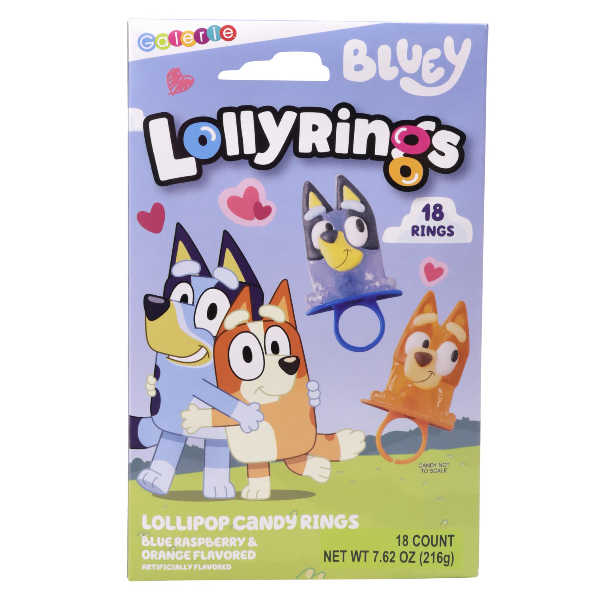 Galerie Bluey Lollipop Rings, Orange and Blue Raspberry Flavored, Individually Wrapped Party Favor Candy, Box of 18 - Image 7