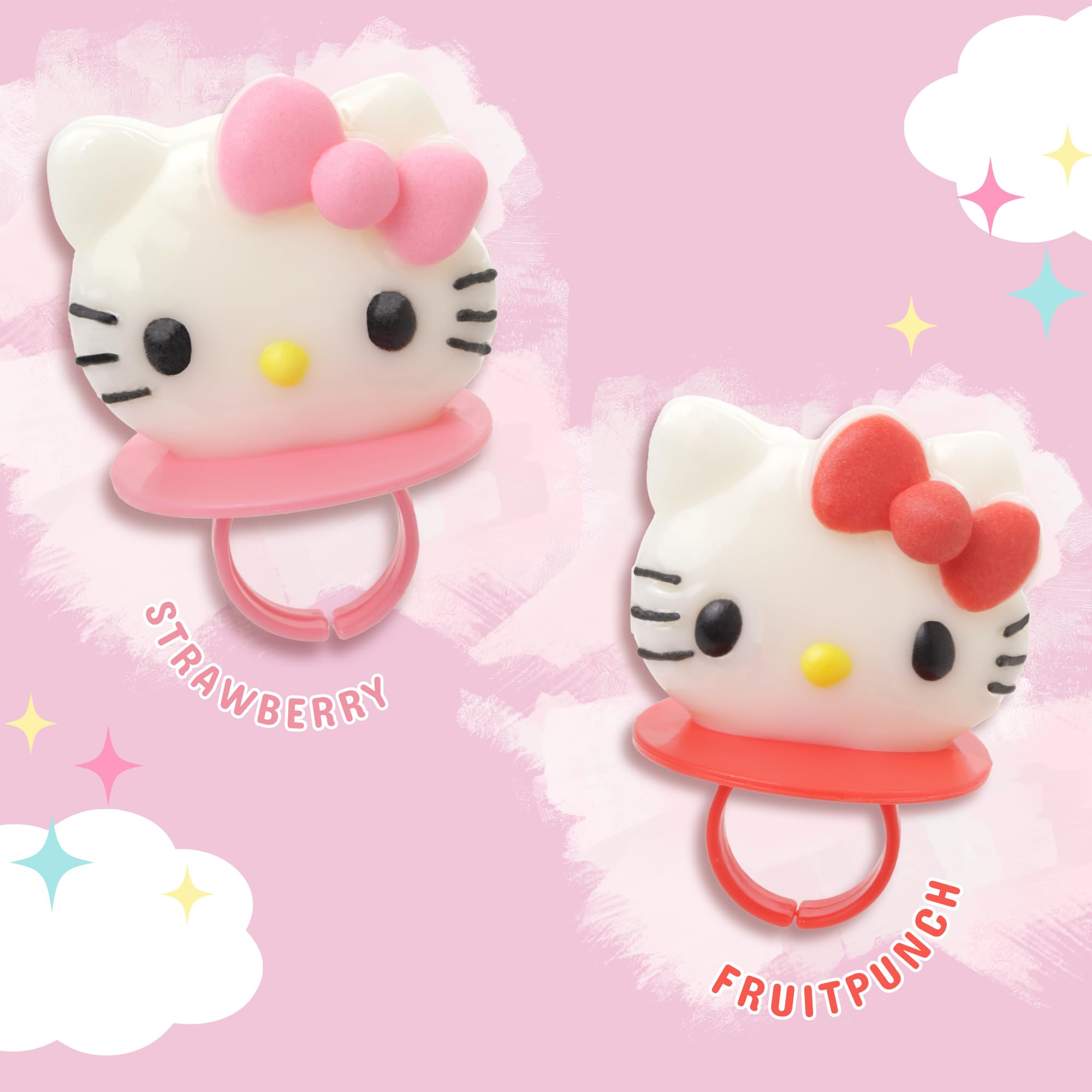 Hello Kitty Lollipop Rings, Strawberry and Fruit Punch Flavored Suckers, 3 Count Bag, 1.27 Ounces (3 Pack) - Image 3