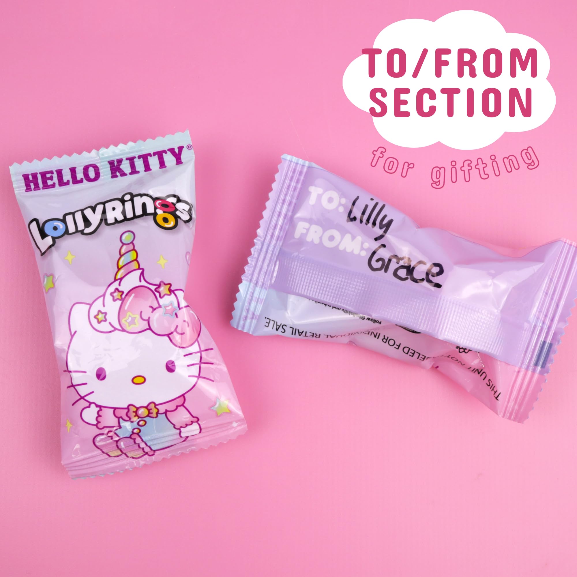 Hello Kitty Lollipop Rings, Strawberry and Fruit Punch Flavored Suckers, 3 Count Bag, 1.27 Ounces (3 Pack) - Image 6