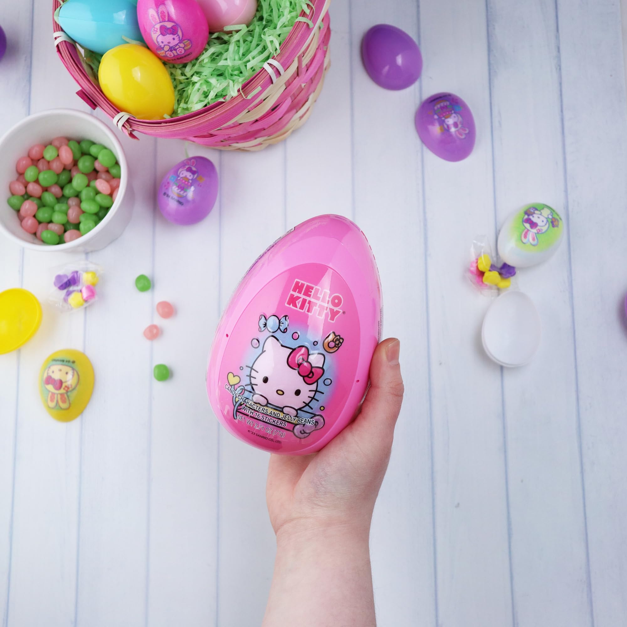 Jumbo Hello Kitty Easter Egg with Candy and Sticker, Individual Packets of Jelly Beans and Hard Candies, Basket Stuffer Gifts for Girls, 2.71 Ounces - Image 3