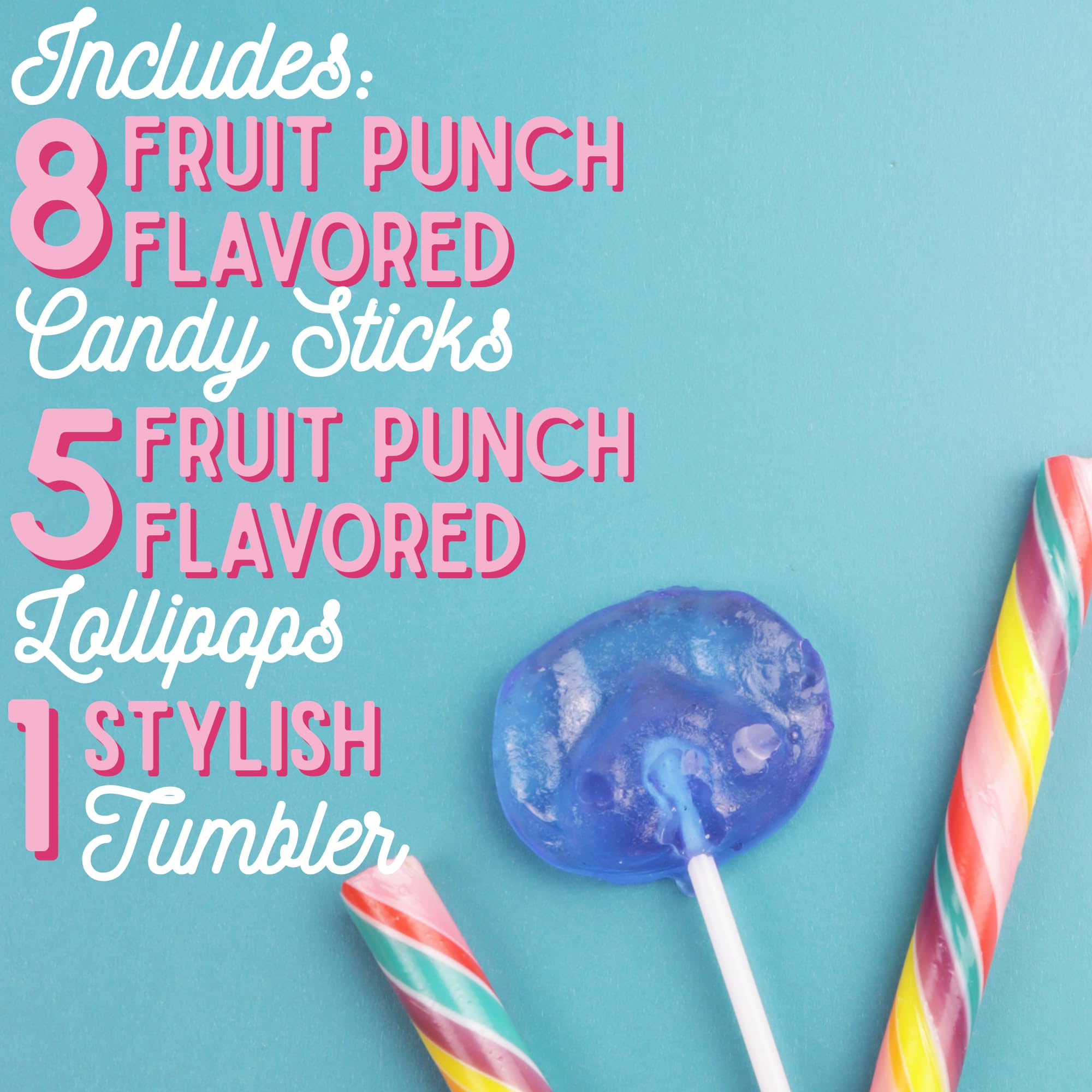 Lilo and Stitch Candy Tumbler 24 Ounce Reusable Cup with Lid and Straw, 5 Lollipops and 8 Sticks Inside, Individually Wrapped Pieces - Image 4