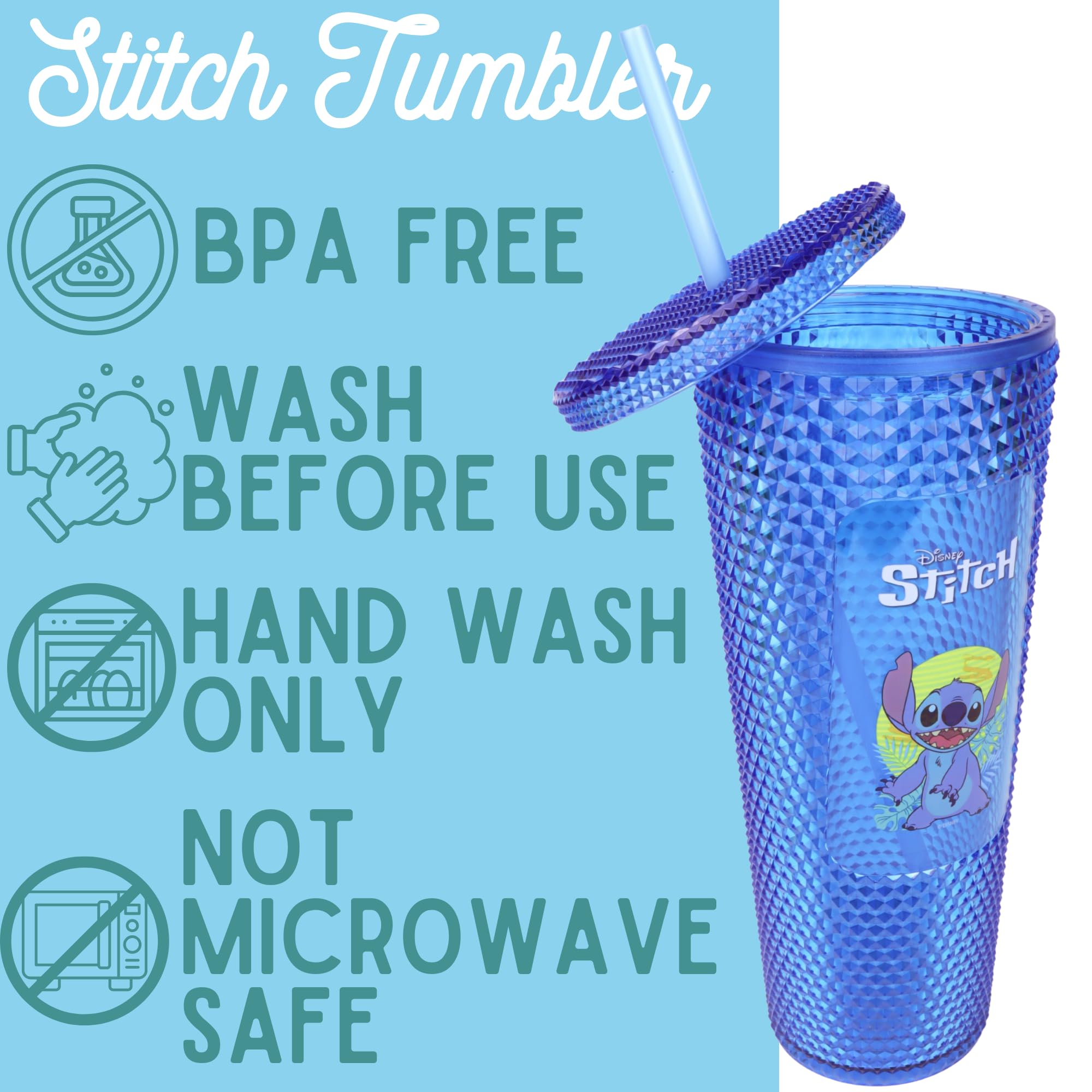 Lilo and Stitch Candy Tumbler 24 Ounce Reusable Cup with Lid and Straw, 5 Lollipops and 8 Sticks Inside, Individually Wrapped Pieces - Image 6