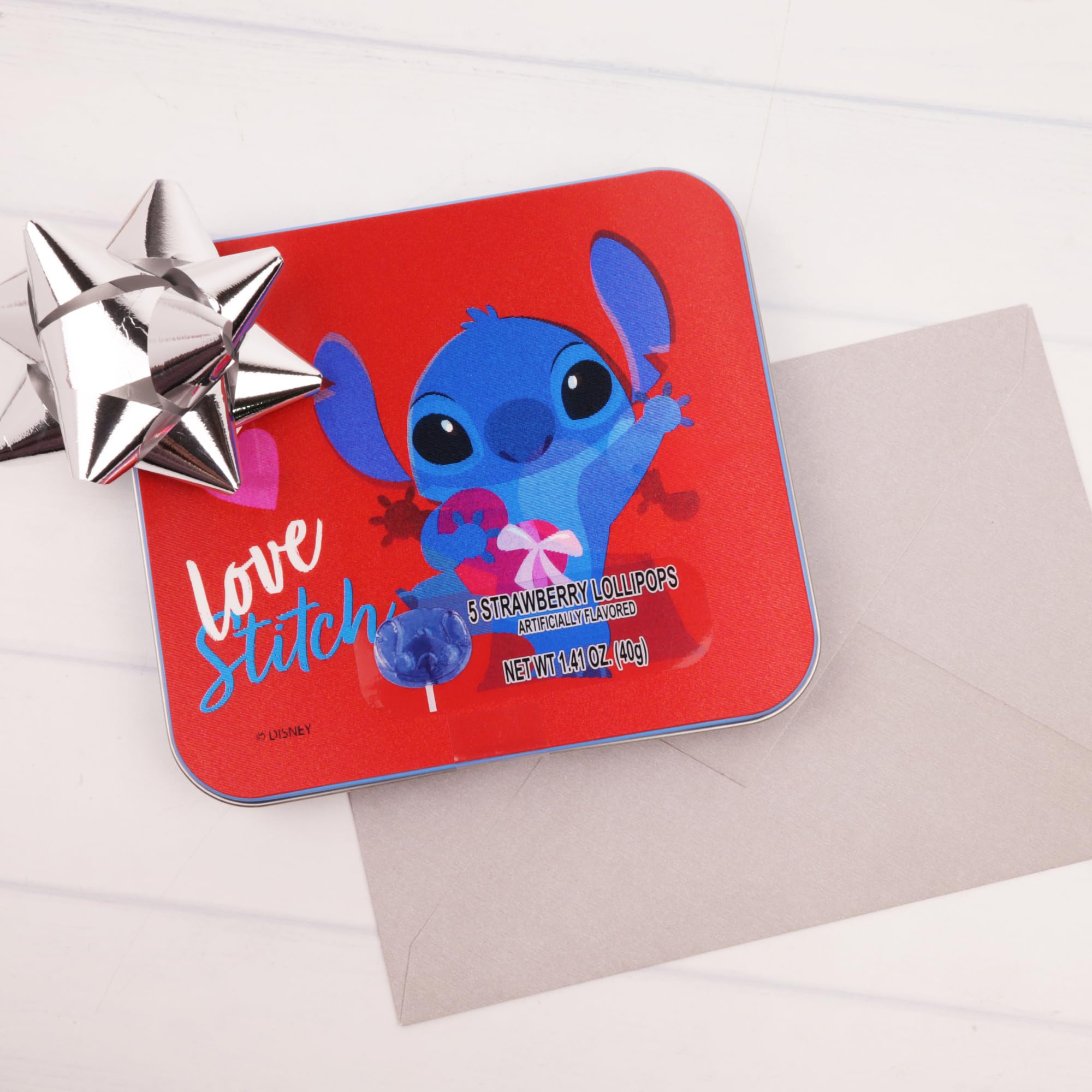 Lilo and Stitch Valentine's Lollipops, Individually Wrapped Strawberry Suckers, Vday Candy Gift Set, 1.41 Ounces - Image 4