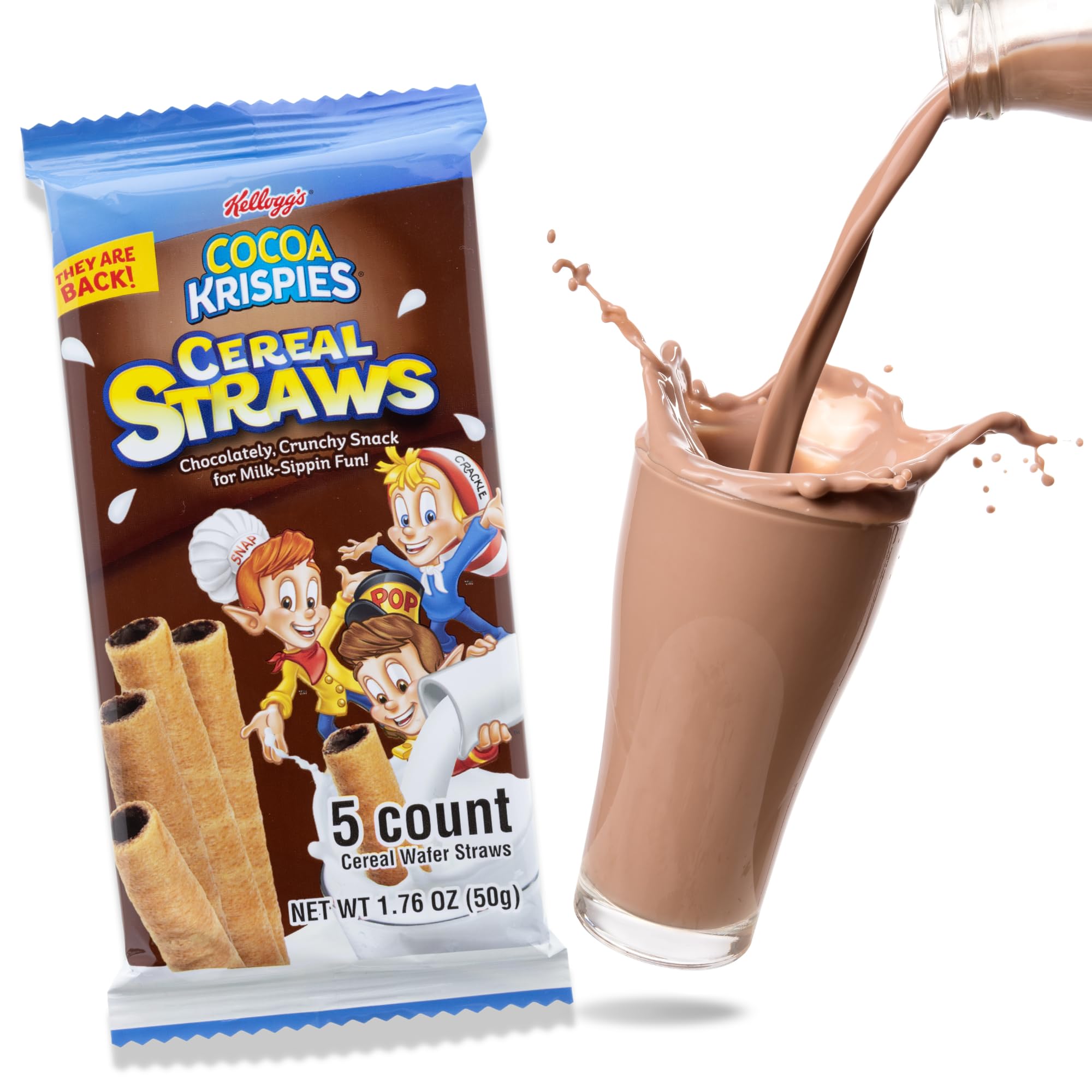 Limited Edition 2025 Kellogg’s Cereal Straws, Cocoa Krispies and Froot Loops Edible Stir Sticks, Nostalgic Treat, 5 Count, (2 Pack) - Image 4