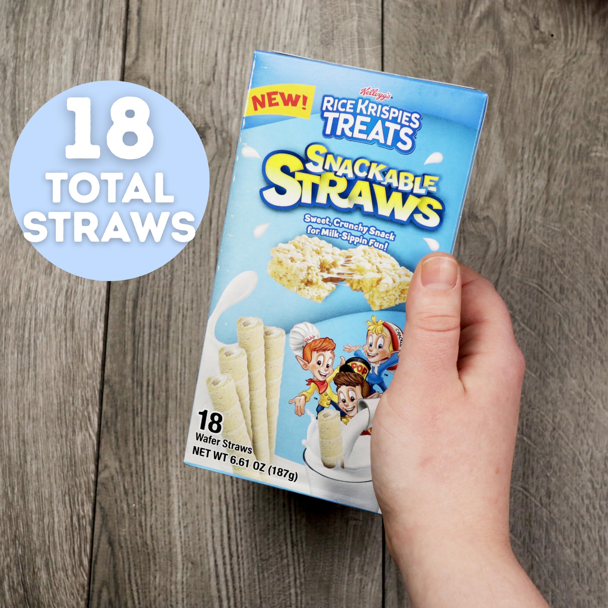 Rice Krispies Treats Cereal Straws, Sweet and Crunchy Wafer Snacks, Nostalgic Candy, 18 Count Each (Pack of 2) - Image 4