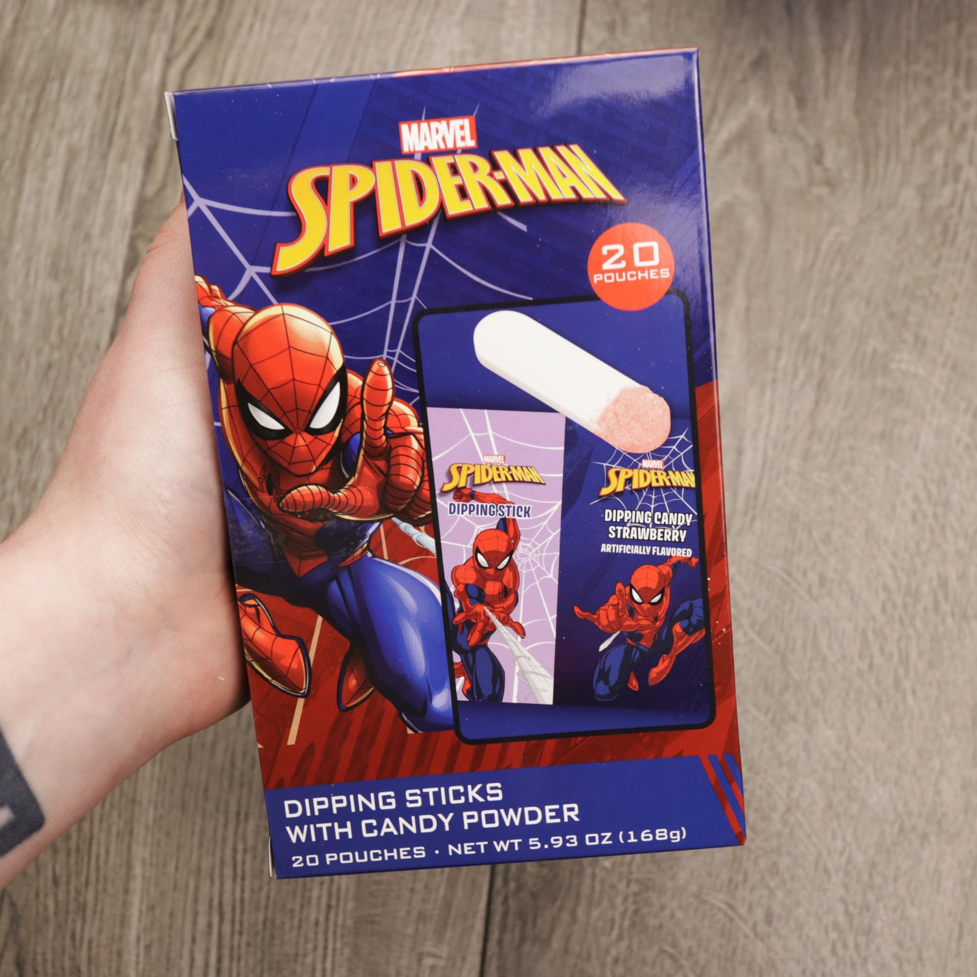 Spiderman Candy Dipping Sticks Strawberry Flavored Powder, Birthday Party Treats, 20 Pouches - Image 4