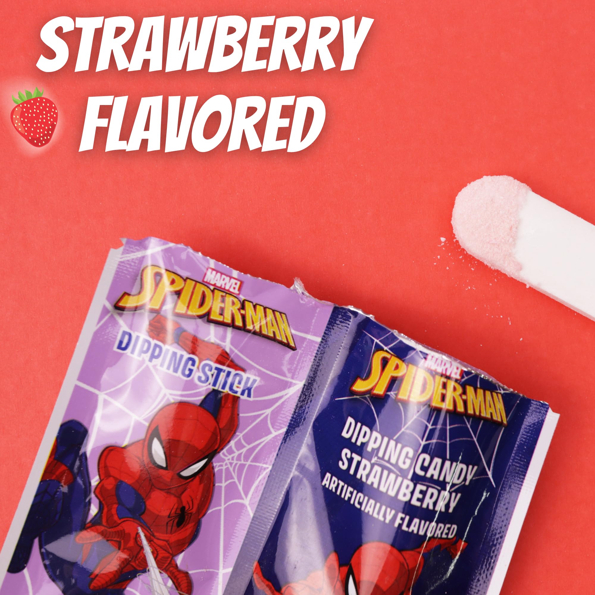 Spiderman Candy Dipping Sticks Strawberry Flavored Powder, Birthday Party Treats, 20 Pouches - Image 5