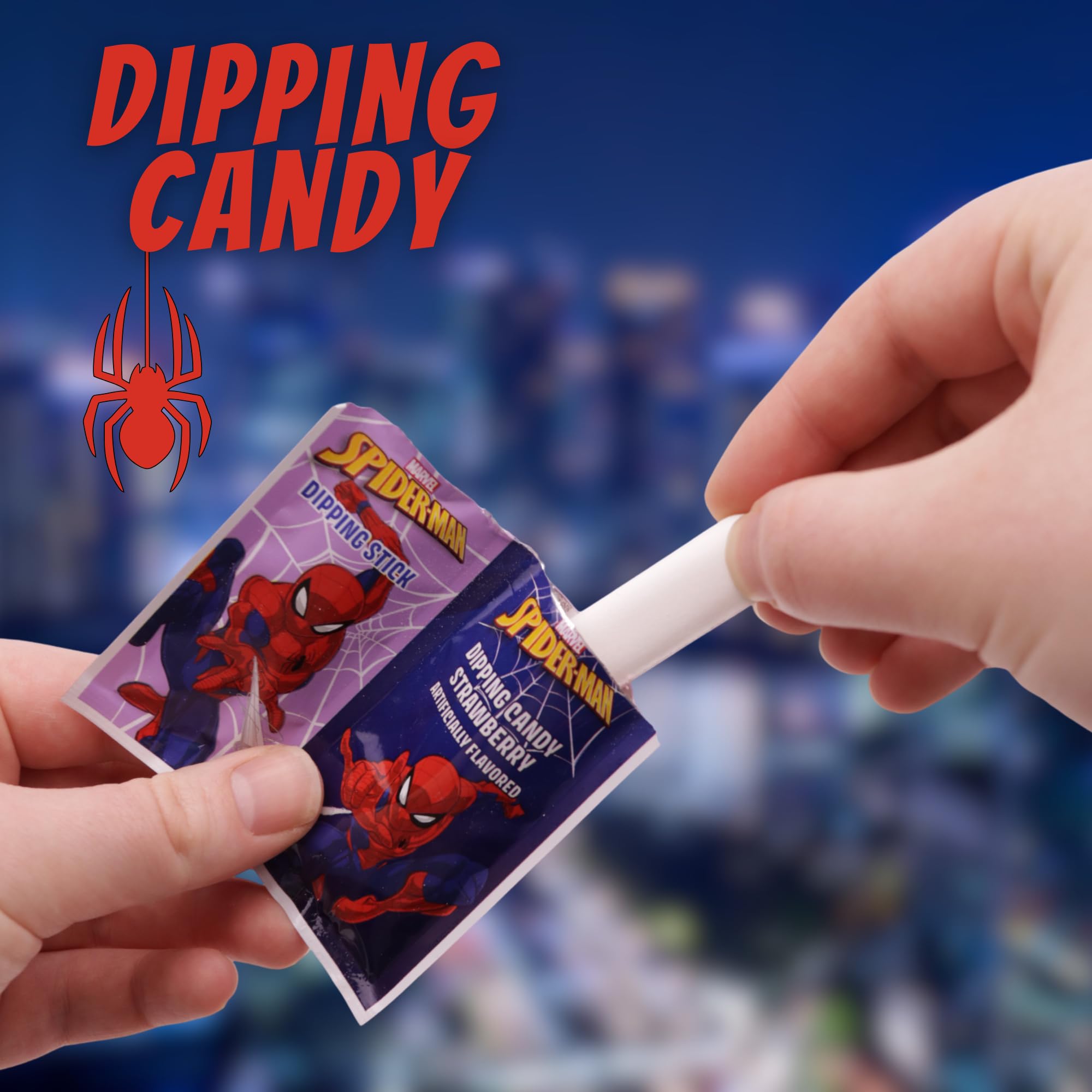 Spiderman Candy Dipping Sticks Strawberry Flavored Powder, Birthday Party Treats, 20 Pouches - Image 7