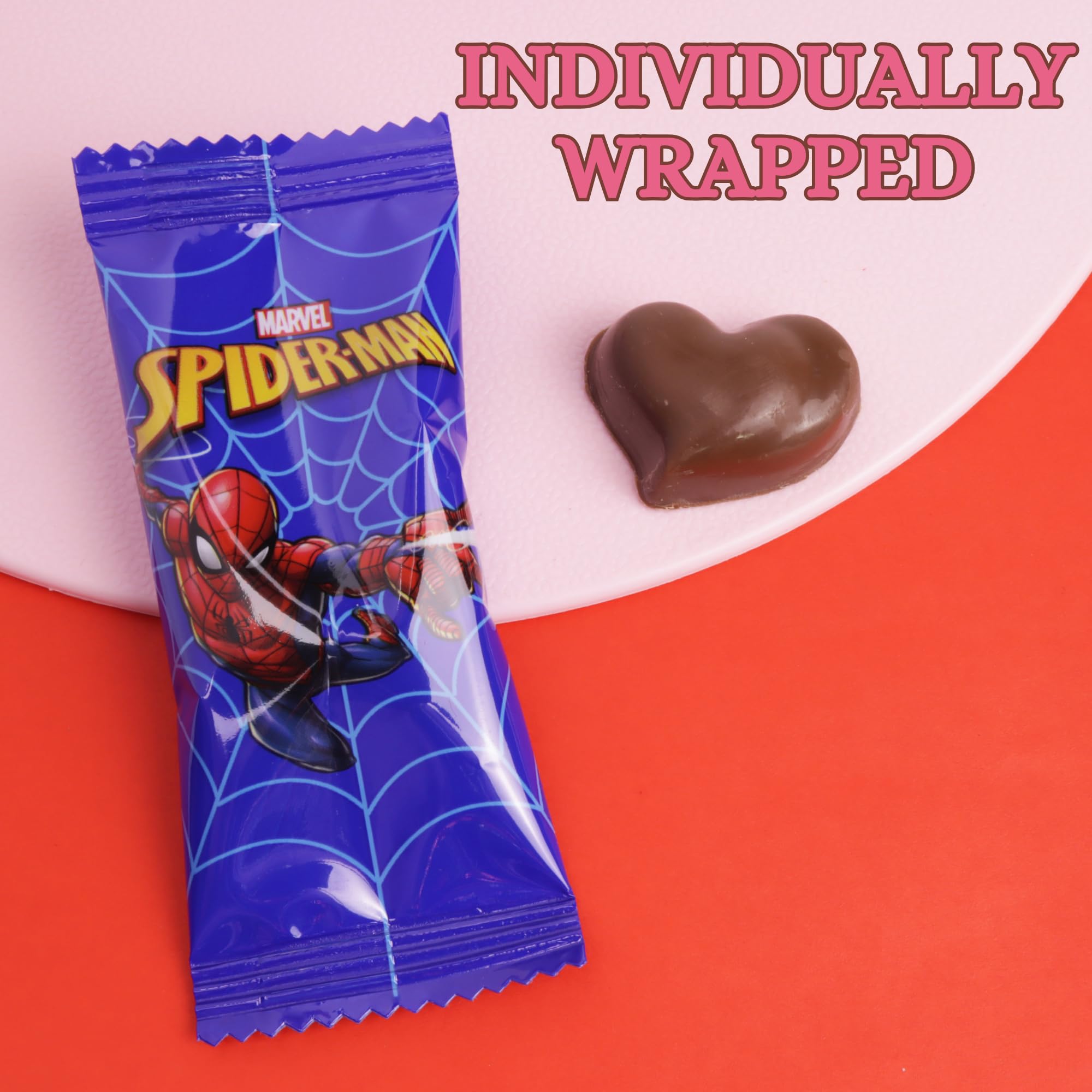 Spiderman Heart Box, 10 Individually Wrapped Chocolatey Candy Assortment, Gift Set, 2.12 Ounces - Image 6