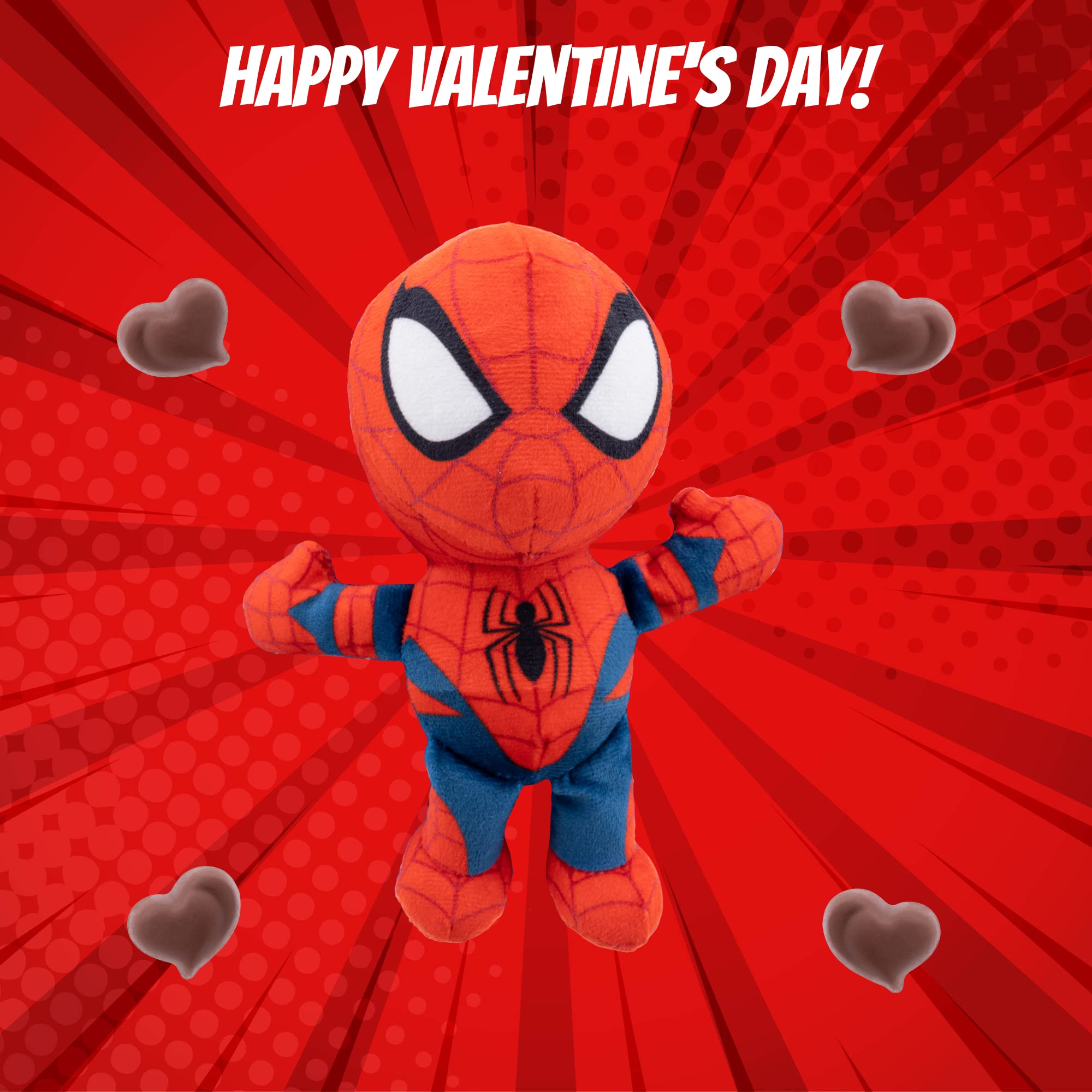 Spiderman Heart Box with Plush, Marvel Chocolatey Candy Assortment, Valentines Gift for Boys, 14 Individually Wrapped Candies, 2.96 Ounces - Image 7