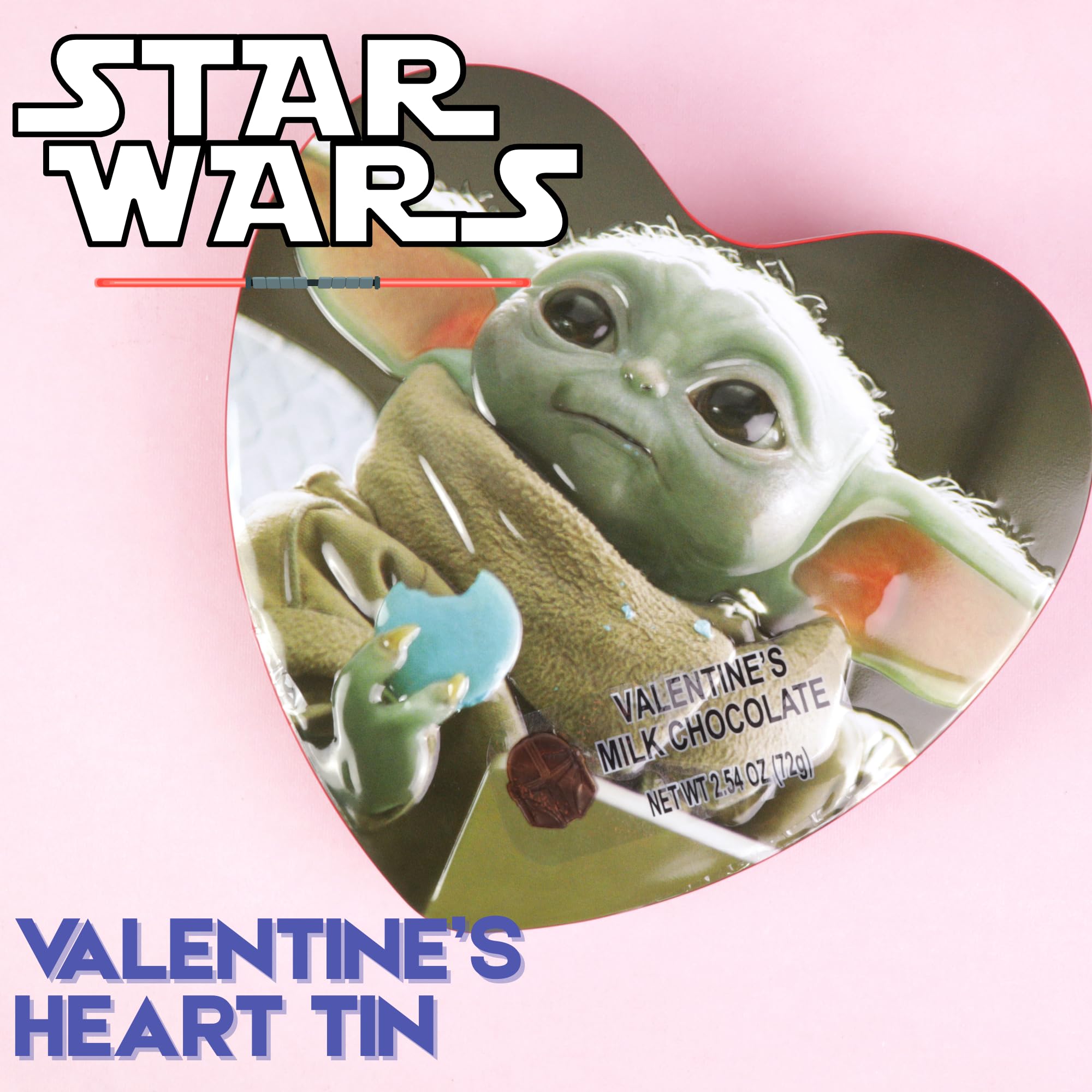 Star Wars Mandalorian Grogu Heart Box, Milk Chocolate Hearts Inside, Candy Gift, Collectible Tin, 2.54 Ounces - Image 3