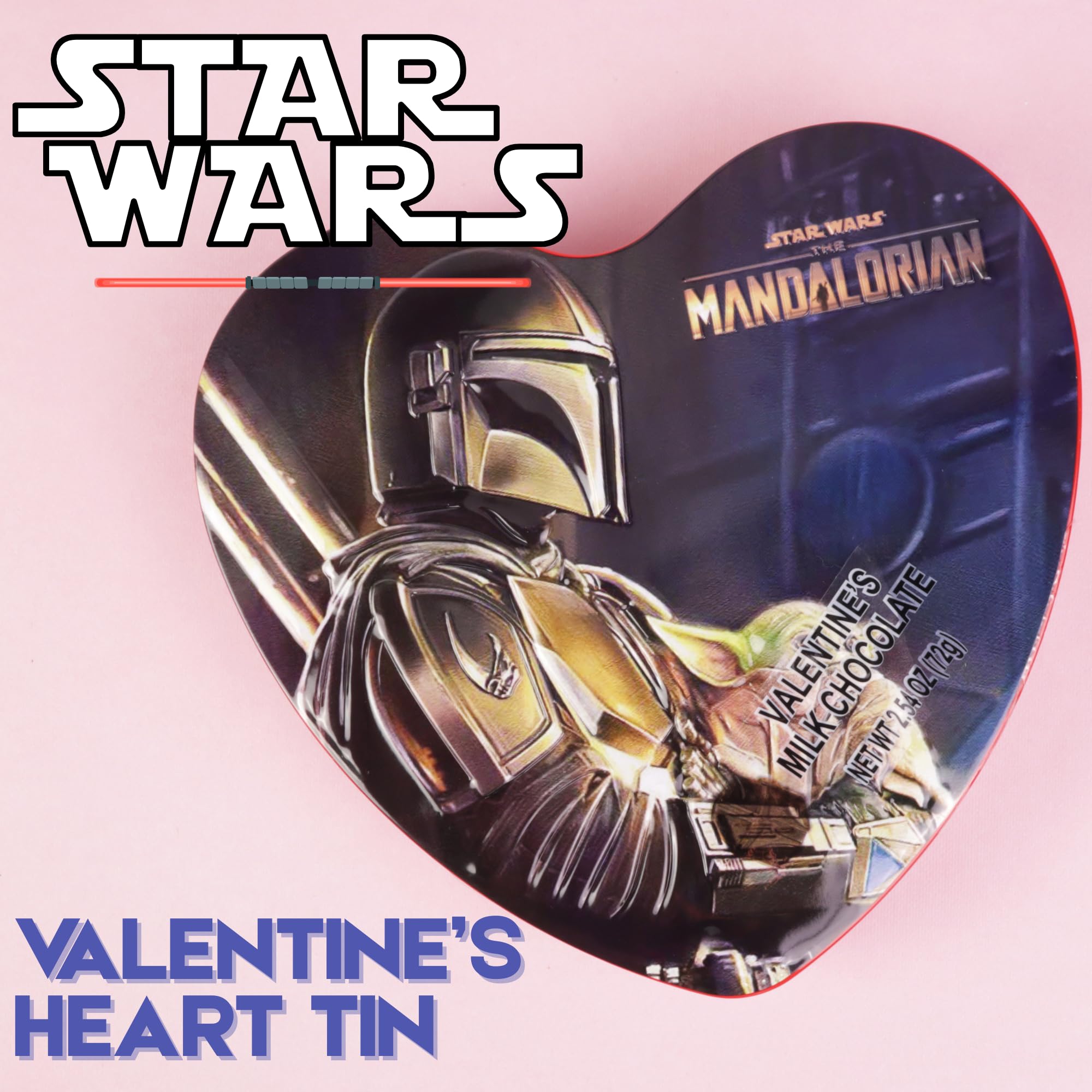 Star Wars Mandalorian Heart Box Set, Milk Chocolate Hearts Inside, Easter Candy Gift, Collectible Tins, 2.54 Ounces Each (Pack of 2) - Image 4