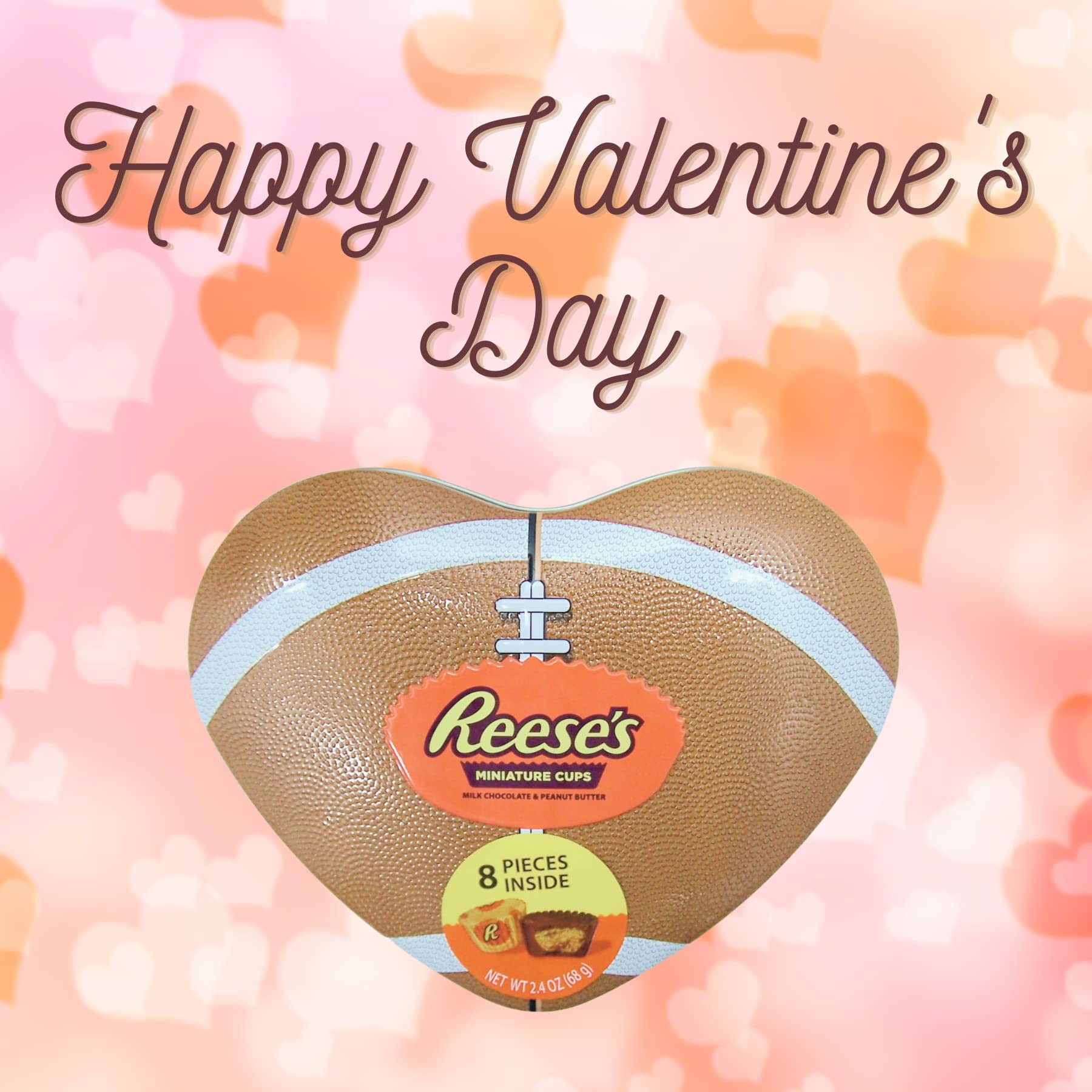 Valentine's Day Sports Themed Heart Shaped Tin, Filled with Miniature Reese Peanut Butter Cups, Unique Gift for Sports Lovers, 2.4 Ounces (Football) - Image 6