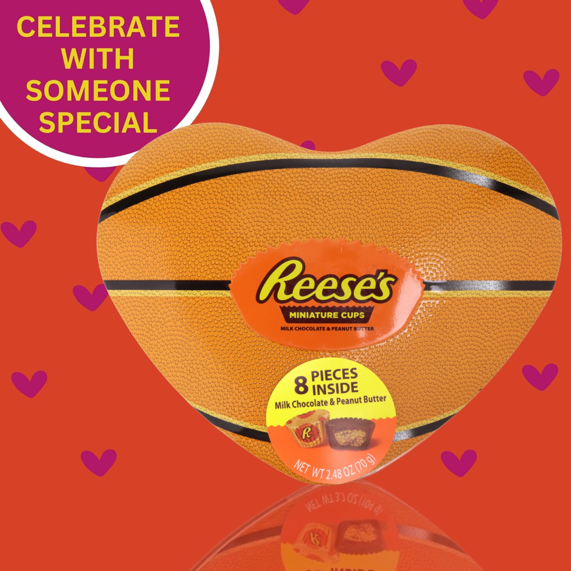 Valentine's Hershey's Heart Shaped Tin, Basketball Themed Container Filled with Miniature Reese Peanut Butter Cups, Gift Basket, Part Favors, & More, 3.7 Ounces - Image 5